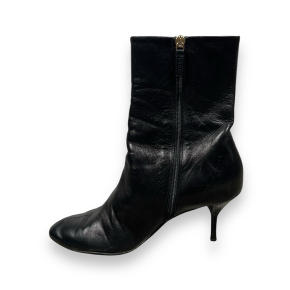 Authentic Gucci 246688 Black Leather Zip Up Ankle Boots Heeled Sz 37 EU / US 7 - Picture 6 of 14